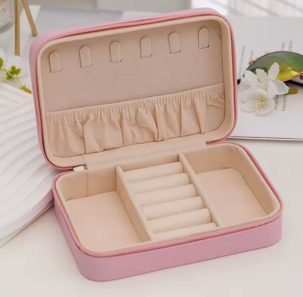 Large Pink Travel Jewelry Box/Case Lightweight