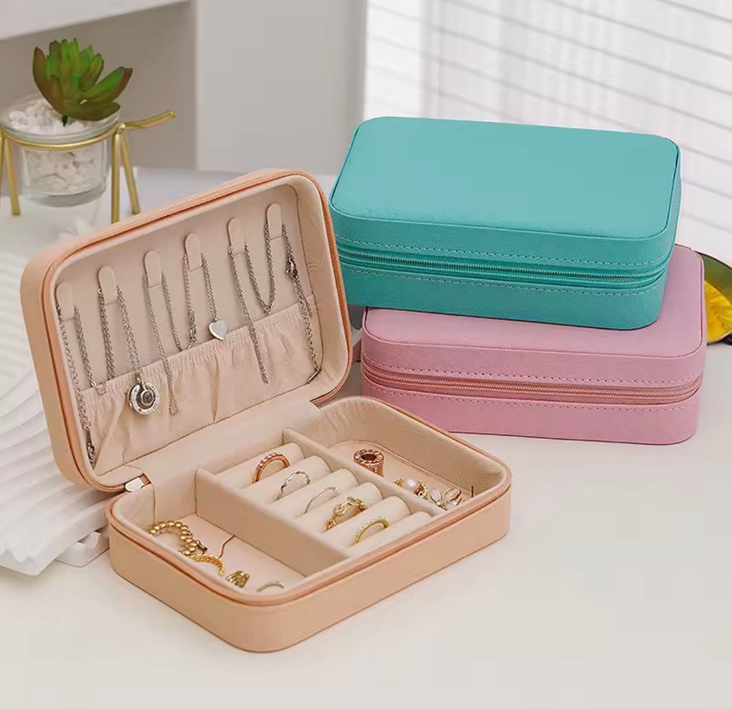 Large Cyan Travel Jewelry Box/Case Lightweight